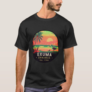 Exuma Bahamas Retro Sunset Fiskmås Souvenir 1950-t T Shirt