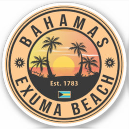 Exuma Bahamas Retro Sunset Vintage Souvenirs Klistermärken