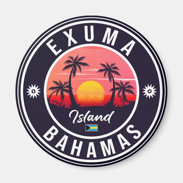 Exuma Bahamas Retro Sunset Vintage Souvenirs Magnet (Framsidan)