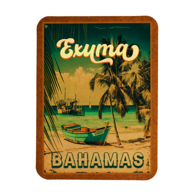 Exuma Bahamas Vintage Beach Souvenirs Magnet (Vertikal)