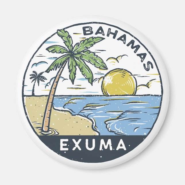 Exuma Bahamas Vintage Magnet (Framsidan)