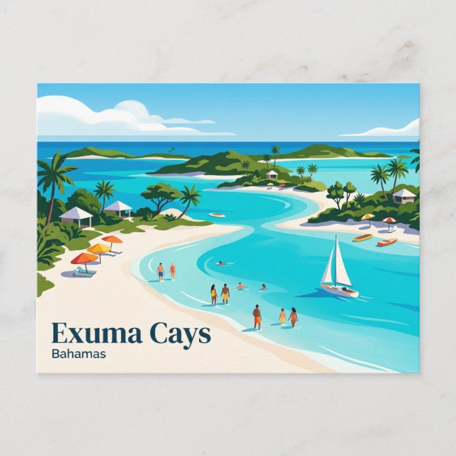 Exuma Cays Bahamas Vykort (Framsida)