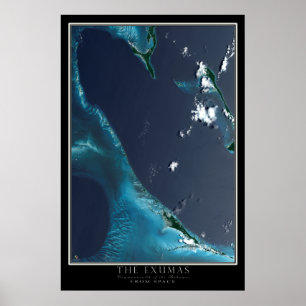 Exumas Bahamas Satellite Poster Karta