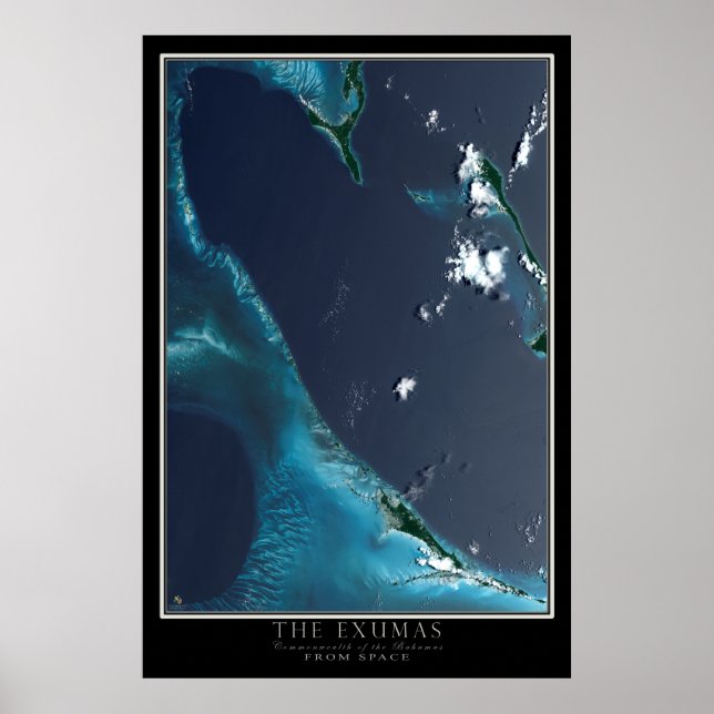 Exumas Bahamas Satellite Poster Karta (Framsidan)