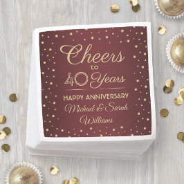 EY-årsdag Cheers Burgundy och Guld Confetti Pappersservett