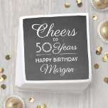 EY Birthday Cheers Black & White Chalkboard Party Pappersservett<br><div class="desc">Lägg till en personlig för elegant till dekorationer för födelsedagsfest med dessa pappra blöjor för svart och vit snyggt. Design har modern manusgrafi för skript som kan redigeras "Skaffa till 50 år" på en enkel och snyggt kritbakgrund. Den här mallen har skapats för 50-årsfirande, men är enkel att anpassa till...</div>
