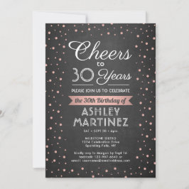 EY Birthday Cheers Black White & Rosa Chalkboard Inbjudningar