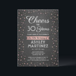EY Birthday Cheers Black White & Rosa Chalkboard Inbjudningar<br><div class="desc">Inbjudan familj och vänner till en elegant-födelsedagsfirande för henne med anpassningsbar svarta, vita och rosa festinbjudningar. Alla formuleringar i den här mallen (inklusive "Cheers to 30 Years") har skapats för ett 30års födelsedag, men är enkla att anpassa för varje år eller händelsetyp. Utformningen har en modern glittery faux ro guld-folie...</div>