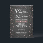 EY Birthday Cheers Black White & Rosa Chalkboard Inbjudningar<br><div class="desc">Inbjudan familj och vänner till en elegant-födelsedagsfirande för henne med anpassningsbar svarta, vita och rosa festinbjudningar. Alla formuleringar i den här mallen (inklusive "Cheers to 30 Years") har skapats för ett 30års födelsedag, men är enkla att anpassa för varje år eller händelsetyp. Utformningen har en modern glittery faux ro guld-folie...</div>