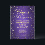 EY Birthday Cheers Brushed Lila & Guld Confetti Inbjudningar<br><div class="desc">Inbjudan familj och vänner till en elegant-födelsedagsfirande med inbjudningar från anpassningsbar lila och guld. Alla formuleringar i den här mallen (inklusive "Cheers to 50 Years") har skapats för en 50-årsdag, men är enkla att anpassa för varje år eller händelsetyp. Utformningen har moderna glitterikonfektuationer på en faux borstad metallbakgrund, snyggt-manusgrafi och...</div>