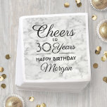 EY Birthday Cheers Elegant Black and White Marble Pappersservett<br><div class="desc">Lägg till en personlig i eleganten till dekorationer i födelsedagsfesten med dessa pappra blöjor i snyggten. Design har modern manusgrafi som kan redigeras "Skål till 30 år" på en enkel, svart, vit och grått-faux marble-bakgrund med snyggt. Den här mallen har skapats för ett 30års födelsedag firande, men är enkel att...</div>