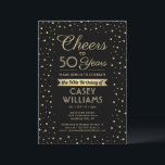 EY Birthday Cheers Elegant Black & Guld Confetti Inbjudningar<br><div class="desc">Familjen Inbjudan och vänner till en elegant-födelsedagsfirande med anpassningsbar svarta och guld-inbjudningar. Alla formuleringar i den här mallen (inklusive "Cheers to 50 Years") har skapats för en 50-årsdag, men är enkla att anpassa för varje år eller händelsetyp. Utformningen har moderna glitterkonfektutter, kalligrafi av snyggtar och klassisk vintage-konsthändelsetyp. Observera att guld...</div>
