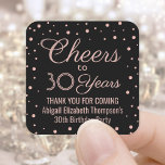 EY Birthday Cheers Elegant Black & Rosa Confetti Fyrkantigt Klistermärke<br><div class="desc">Tillsätt en personlig som avslutar beröring till födelsedagsfest tackkort eller gynnar med anpassningsbar svart och rosa fyrkantiga klistermärken/kuvertförseglingar. All text är enkel att anpassa eller ta bort. Den här mallen har skapats för en 30års födelsedag för henne, men kan lätt ändras till ett annat år eller evenemang, till exempel en...</div>