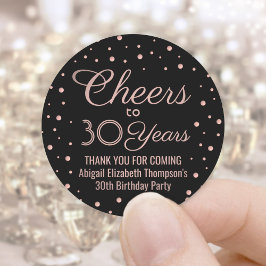 EY Birthday Cheers Elegant Black & Rosa Confetti Runt Klistermärke