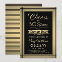 EY Birthday Cheers Elegant Classic Black and Guld