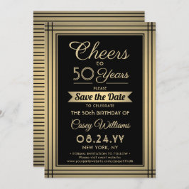 EY Birthday Cheers Elegant Classic Black and Guld Spara Datumet