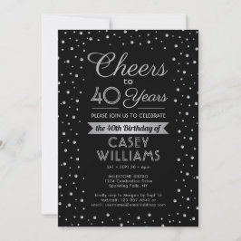 EY Birthday Cheers Elegant Confetti Black Inbjudningar