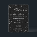 EY Birthday Cheers Elegant Confetti Black Inbjudningar<br><div class="desc">Familjen inbjudan och vänner till en elegant-födelsedagsfirande med anpassningsbar svarta och faux silver-festinbjudningar. Alla formuleringar i den här mallen (inklusive "Cheers to 40 Years") har skapats för en 40-årsdag, men är enkla att anpassa för alla år eller händelsetyper. Utformningen har moderna glitterkonfektionspunkter, kalligrafi av snyggtar och klassisk vintage-konsthjälptypografi. Observera att...</div>