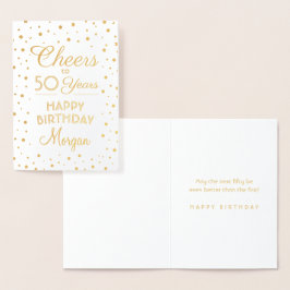 EY Birthday Cheers Elegant White & Guld Confetti Folierat Kort
