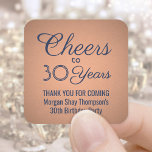 EY Birthday Cheers Navy Blue and Faux Copper Foil Fyrkantigt Klistermärke<br><div class="desc">Tillsätt en personlig som avslutar beröring till födelsedagsfest tackkort eller gynnar med dessa marinblå och faux-folie-klistermärken/kuvertförseglingar. All text är enkel att anpassa eller ta bort. Den här mallen har skapats för ett 30års födelsedag, men kan enkelt ändras till ett annat år eller en annan händelse, t.ex. en årsdag. Konstruktionen har...</div>