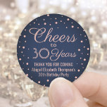 EY Birthday Cheers Navy Blue and Rosa Confetti Runt Klistermärke<br><div class="desc">Tillsätt en personlig som avslutar beröring till födelsedagsfest tackkort eller gynnar med anpassningsbar marin blått och rosa runt klistermärken/kuvertförseglingar. All text är enkel att anpassa eller ta bort. Den här mallen har skapats för en 30års födelsedag för henne, men kan lätt ändras till ett annat år eller evenemang, till exempel...</div>