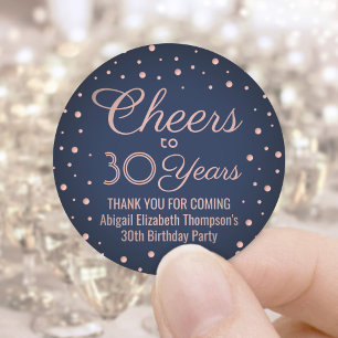 EY Birthday Cheers Navy Blue and Rosa Confetti Runt Klistermärke