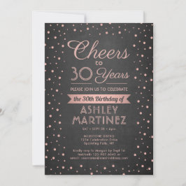 EY Birthday Cheers Rosa Confetti Black Chalkboard Inbjudningar
