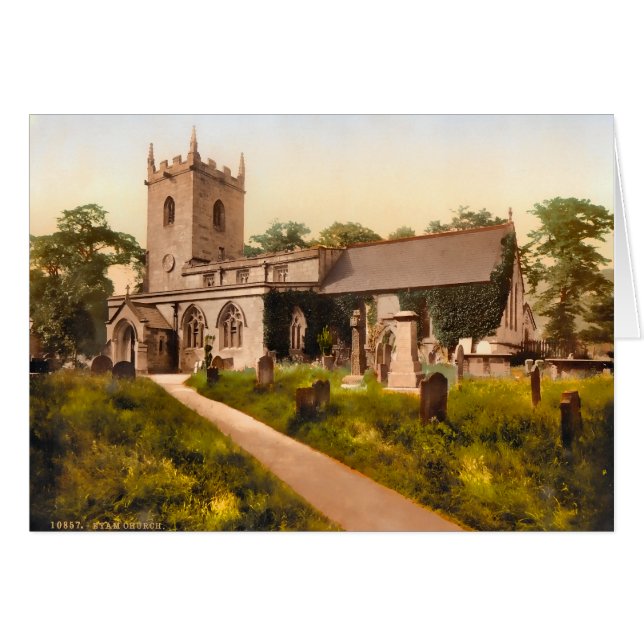 Eyam Church Derbyshire England OBS Kort (Framsidan Horizontal)