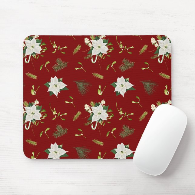 Eye Catching Floral Pattern Deep Red Mouse Pad Musmatta (Med mus)