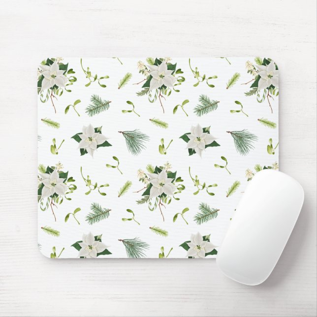 Eye Catching Floral Pattern White Mouse Pad Musmatta (Med mus)
