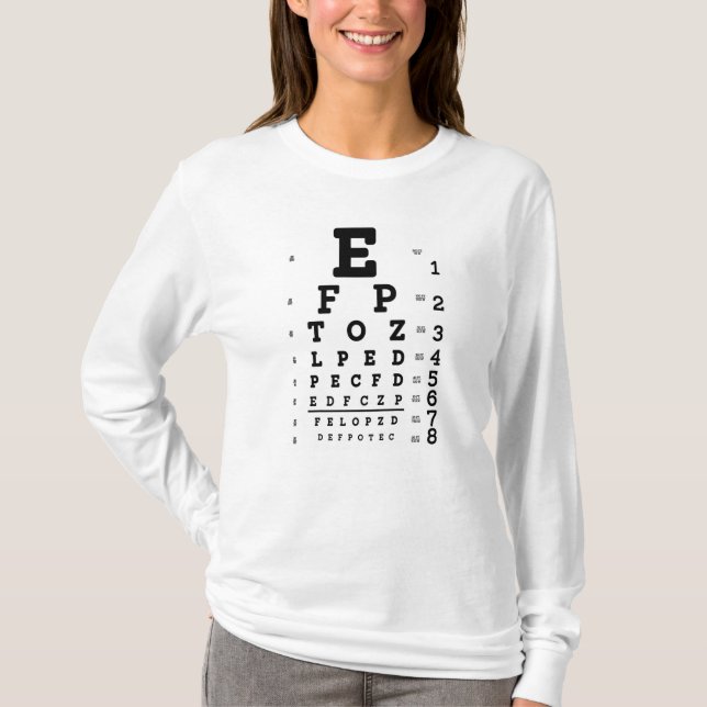 Eye Chart Optometrist T Shirt (Framsida)