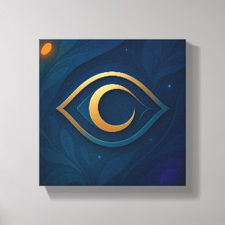 Eye & Crescent Wall Art – Mystical Modern Abstract Canvastryck