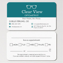 Eye Glass Office Appointment Reminder Visitkort