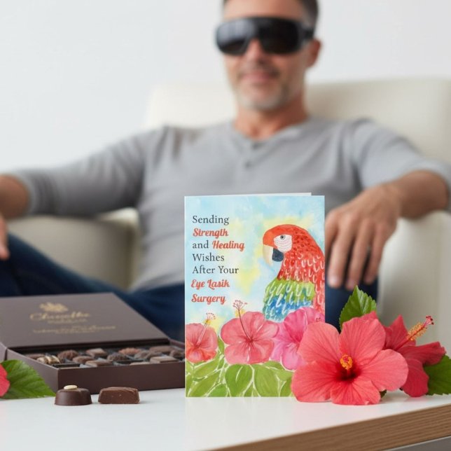 Eye Lasik Surgery Healing Scarlet Macaws, Hibiscus Kort (Skapare uppladdad)