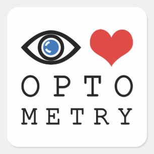 Eye Love Heart Optometri - Optiker Ögon Diagram Fyrkantigt Klistermärke