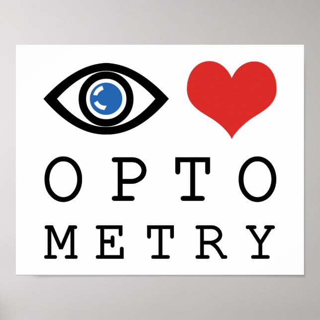 Eye Love Heart Optometri - Optiker Ögonkort Poster (Framsidan)
