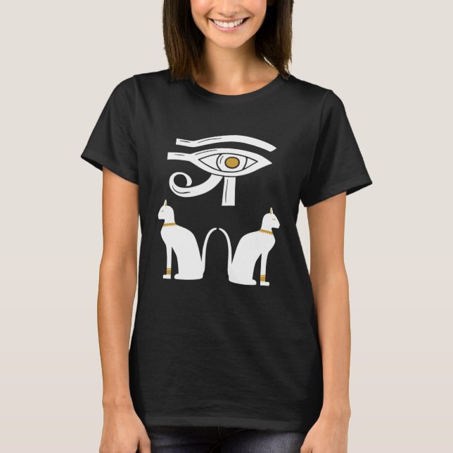 Eye Of Horus Ancient Egyptian Cat Mythology Symbol T Shirt (Framsida)