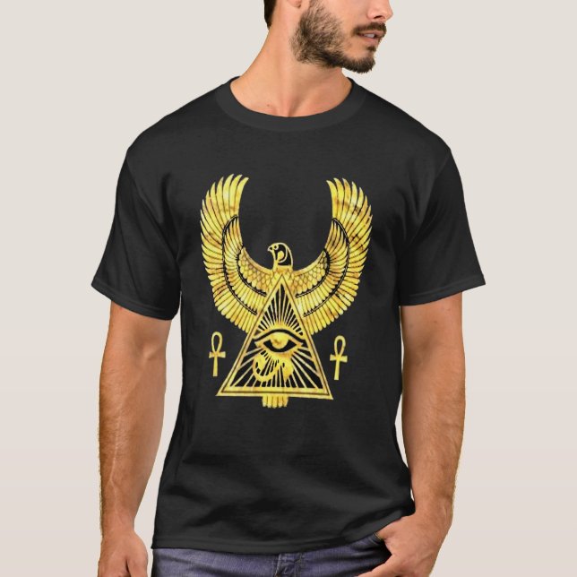 Eye of Horus Egyptian Symbol And The pyramid eye o T Shirt (Framsida)