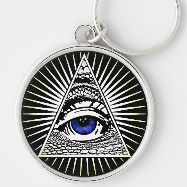 Eye of Providence Rund Silverfärgad Nyckelring (Framsidan)