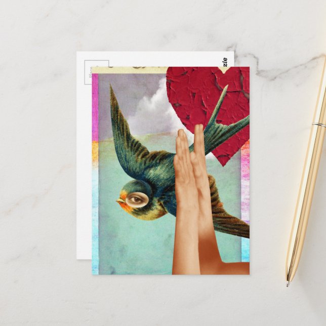 Eye of the Beholder, Abstract Digital Collage Vykort (Fram/Back In Situ)