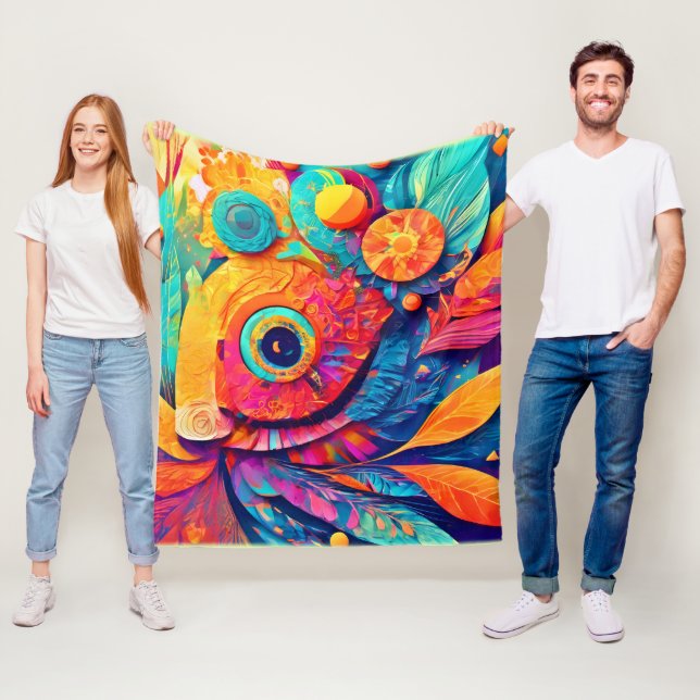 Eye-Shaped Leaf Close-Up Fleecefilt (På plats)