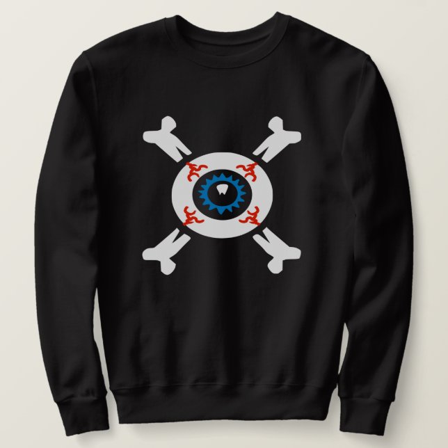 Eyeball and-Crossbone för mörk shirts Lång Ärmad Tröja (Design framsida)