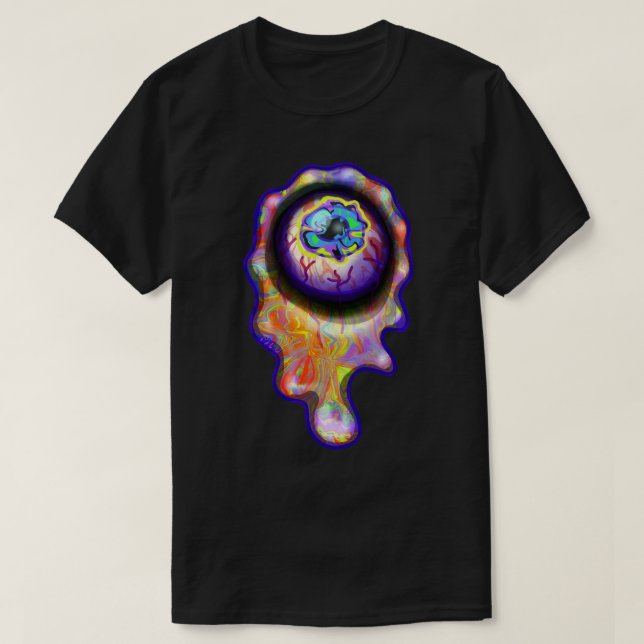 Eyeball Gråtande Rainbow Tårar Graffiti Paint Drip T Shirt (Design framsida)
