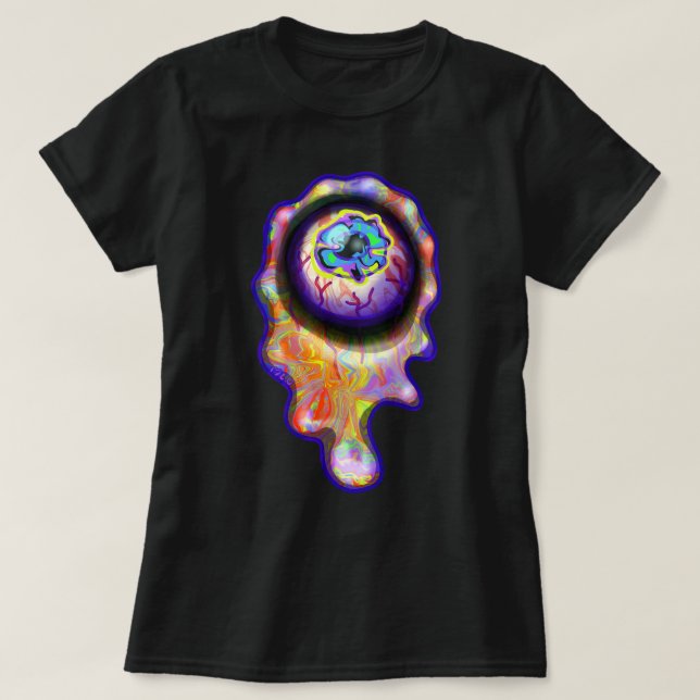 Eyeball Gråtande Rainbow Tårar Graffiti Paint Drip T Shirt (Design framsida)