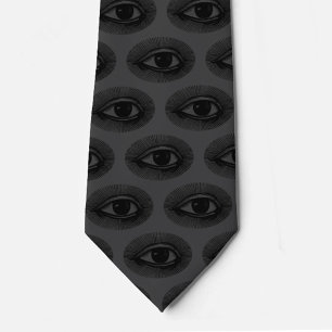 Eyeball Mönster Neck Tie Träkol och svart Slips