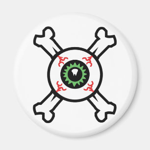 Eyeball och Crossbone för lätta bakgrunder Magnet