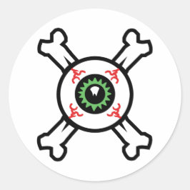 Eyeball och Crossbone för lätta bakgrunder Runt Klistermärke