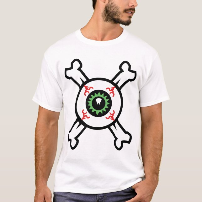 Eyeball och Crossbone för lätta bakgrunder T Shirt (Framsida)