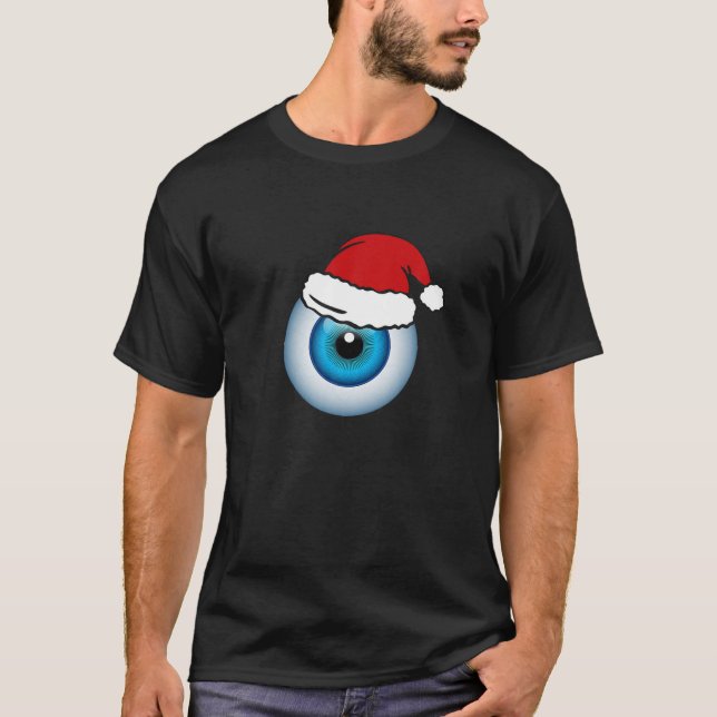 Eyeball Santa Hat-juldesign T Shirt (Framsida)