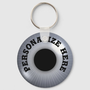 Eyeball silver grått svartvit  nyckelring